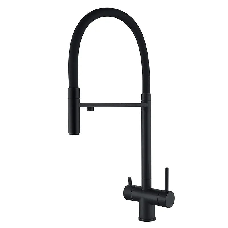 Кухонный смеситель Zerix KIT-021 для холодной и горячей воды, черный матовый из нержавеющей стали (ZX4862) Харьков - изображение 1