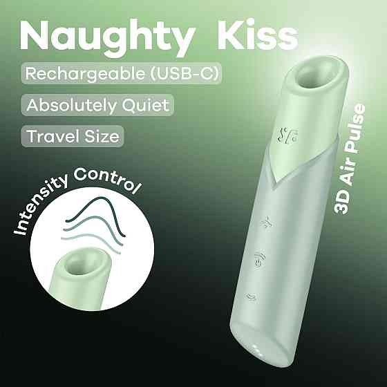 Вакуумний стимулятор Satisfyer Naughty Kiss, магнітна технологія 3D Air Pulse, 30 режимів роботи Sex Aura Київ