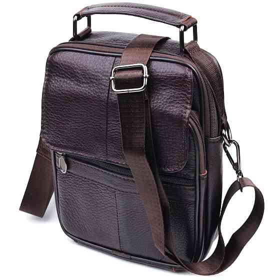 Качественный мужской месенджер из натуральной кожи Vintage 21304 Коричневый Киев