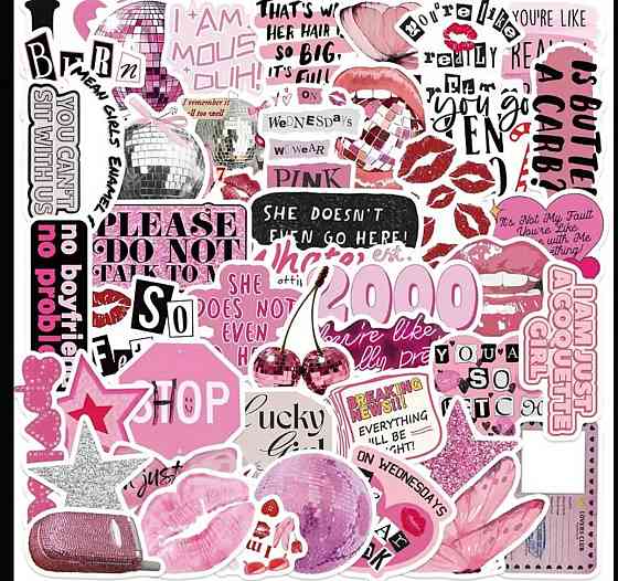 Набор виниловых стикеров Pink Girly, 50 шт Киев