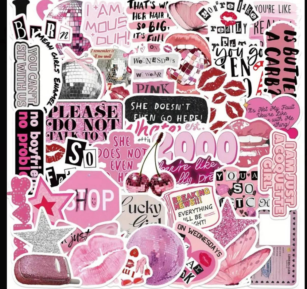 Набор виниловых стикеров Pink Girly, 50 шт Киев - изображение 2
