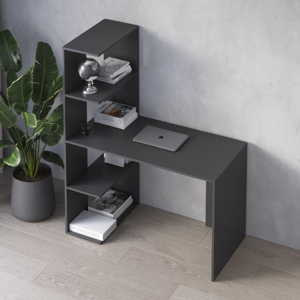 Комп’ютерний стіл VAYS M-16 Антрацит, письмовий з боковим стелажем зліва, ЛДСП, 120×60×148 см - для дому, навчання, офісу Львів - фото 1