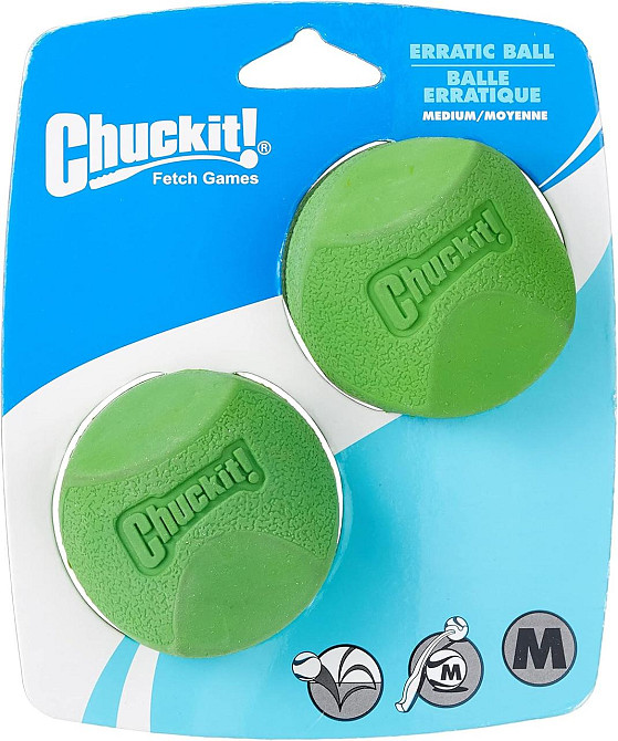 Прыгающие мячики для собак Chuckit! Erratic Ball ассиметричные игрушки размер М, набор 2 шт Винница - изображение 1