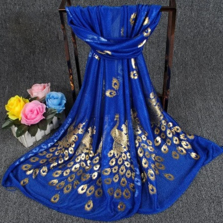 Женский шарф с Павлинами 170 на 40 см синий Киев - изображение 1