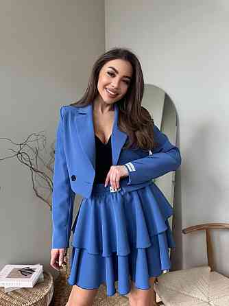 Женский стильный костюм двойка: пиджак и юбка креп-костюмка + подкладка Одесса