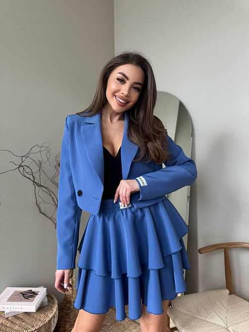 Женский стильный костюм двойка: пиджак и юбка креп-костюмка + подкладка Одесса - изображение 1