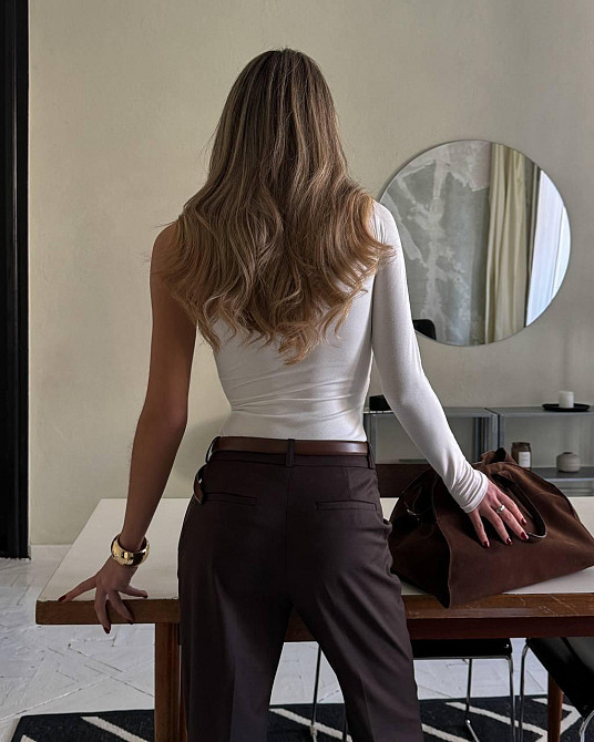 Женский стильный боди с драпировкой турецкая вискоза Молочный Одесса - изображение 5