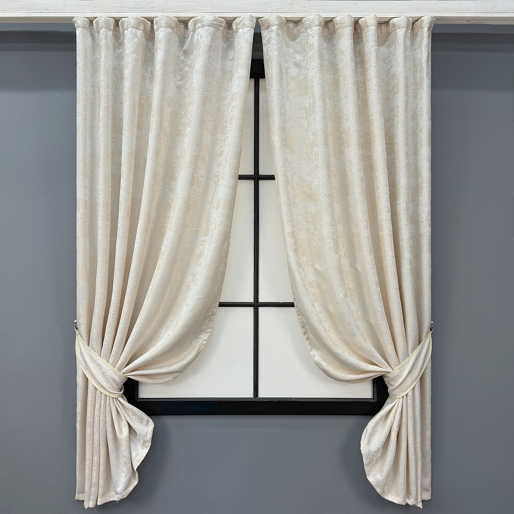 Комплект коротких штор VR-Textil Жакард Sultan YL № 1763ш Молочний 130х170 см 2 шт (35-0461) Київ - фото 1