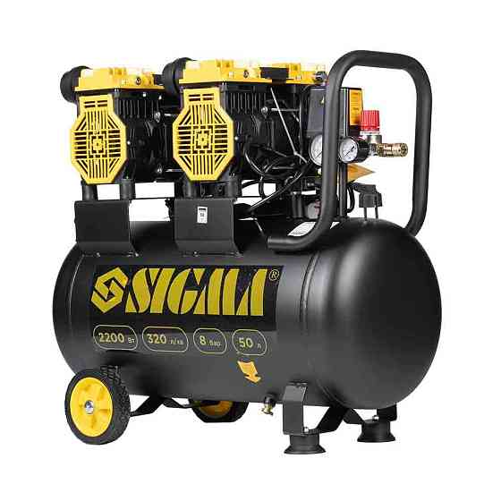 Компрессор четырехцилиндровый безмасляный 2.2кВт 1400об/мин 320л/мин 8бар 58дБ 50л SIGMA (7042551) Киев