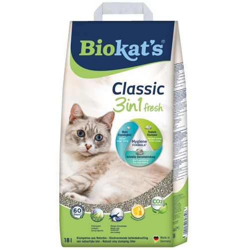 Наполнитель Biokats для кошачьего туалета Classic Fresh 3in1 бентонитовый 0,1 – 5мм 18 л Киев - изображение 1