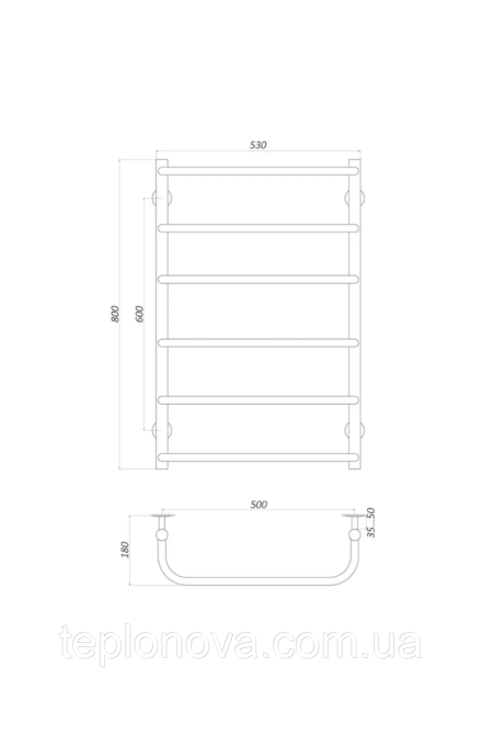 Рушникосушка Нержавійка UNIO 800x530-6 Драбинка Скоба Чернівці - фото 3