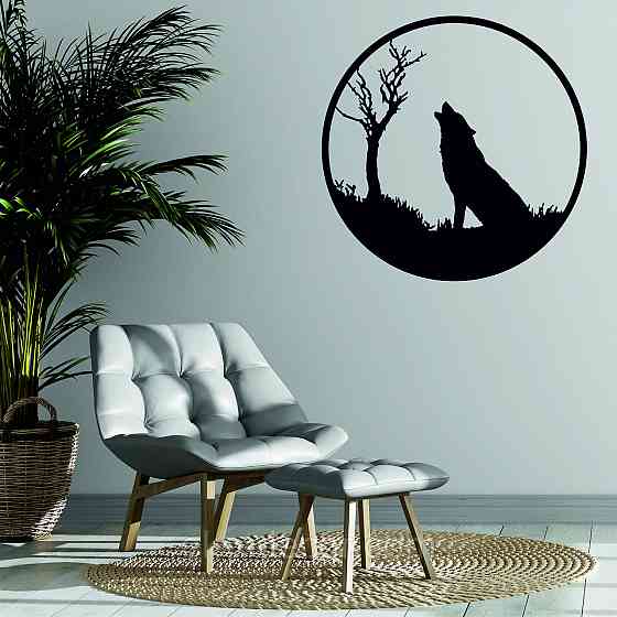 Декоративное настенное Панно «Волк», Декор на стену 90*90 см, Черный Киев