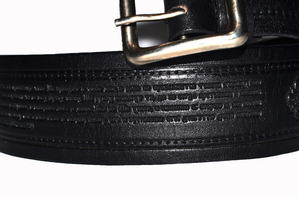 Ремень портупея кожаный с молитвами снаружи чёрный, ширина 50мм, длина Одесса - изображение 6