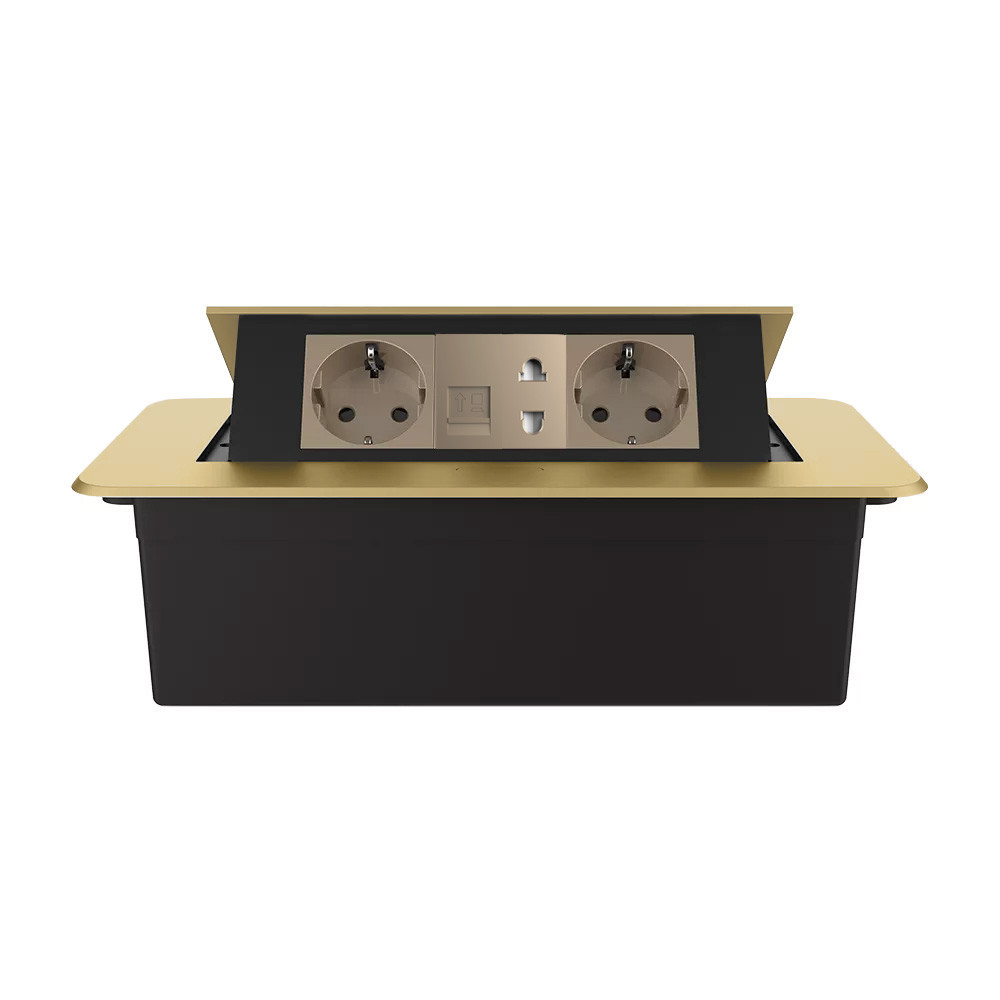 LIVOLO Меблева розетка потрійна LIVOLO золота, вбудована у стільницю для офісу/конференц-залу/к Київ - фото 8