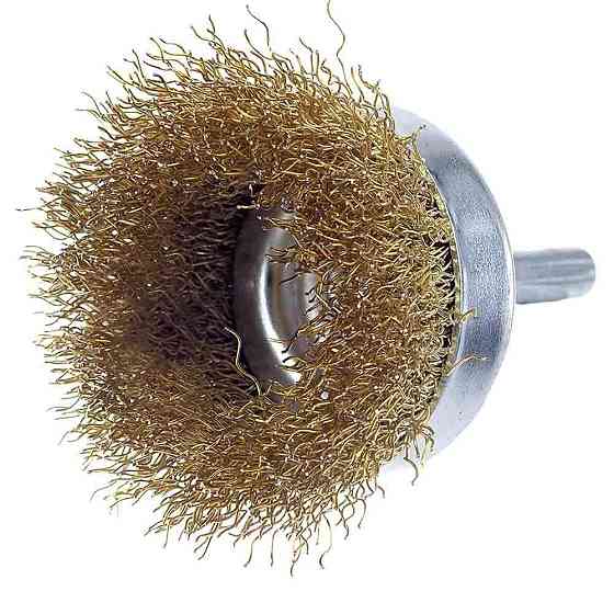 Щітка дротяна чашеподібна Ø50мм хвостовик Ø6мм (латунированная) SIGMA (9015051) Рівне