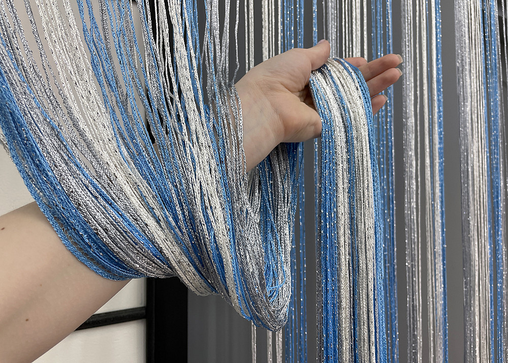 Шторы-нити с люрексом Голубой с серо-белым 300х300см 1 шт (61-061) Киев - изображение 7