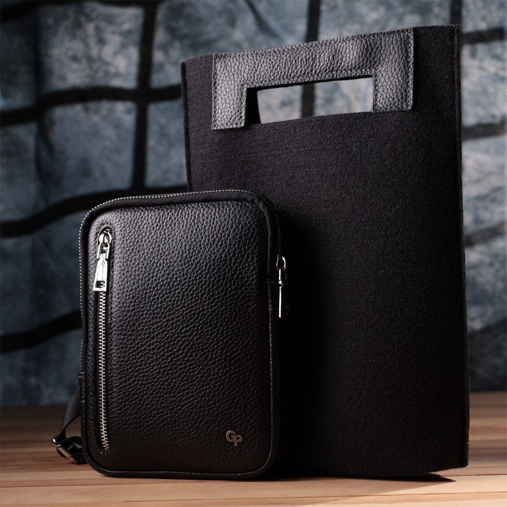 Прямоугольная сумка бананка из качественной натуральной кожи Черный (GRANDE PELLE) Киев - изображение 4