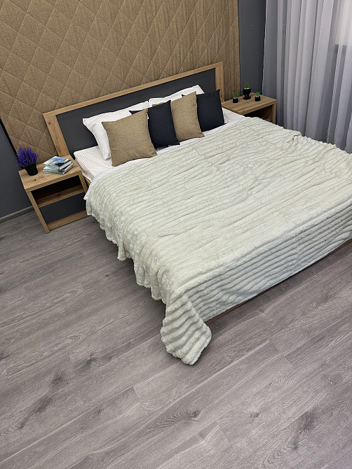 Плед-покривало смужка Шарпей 220х225 см (+-5см) Молочний (87-033) Київ - фото 6