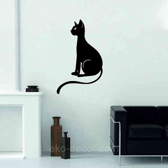 Декоративное настенное 3D Панно «Кот» Декор на стену с объемом 70*42 см, Черный Киев