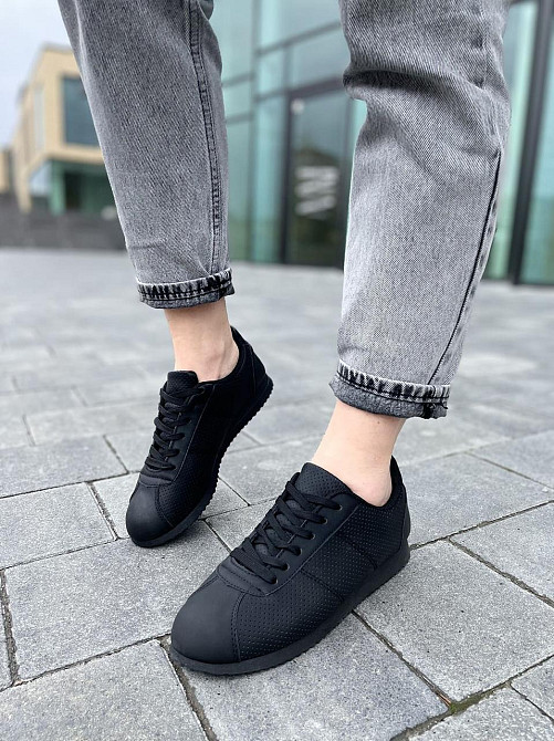 Кроссовки женские AB-62 черные эко-кожа размер 38 (1480) Коломия - фото 1