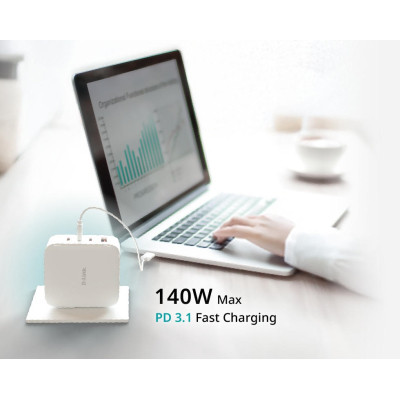 Зарядний пристрій D-Link 3xUSB-C + 1xUSB PD140W GaN white (DCF-141) Вінниця - фото 4