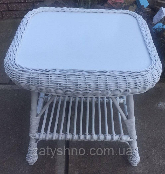 Білий стіл плетений журнальний Київ - фото 6