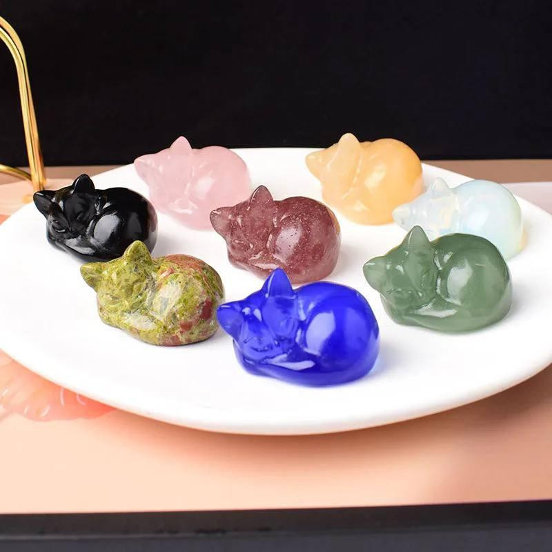 Фигурка кота из натурального камня розового кварца 35*20 мм. Киев - изображение 3