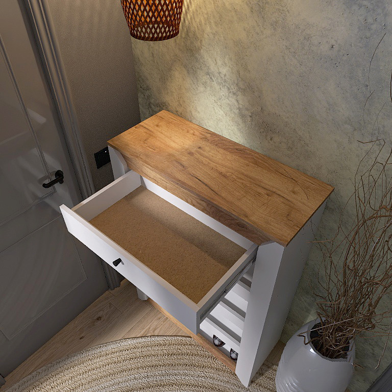 Тумба для обуви Эверест Нордик-800 80х32х113 см Белый + Дуб крафт золотой (DTM-5547) Днепр - изображение 4