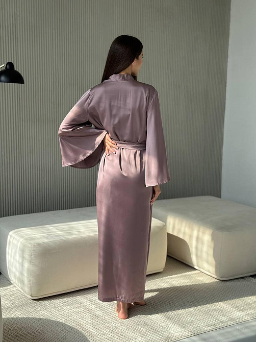 Жіночий довгий шовковий халат Мокко L/2XL Харків - фото 5