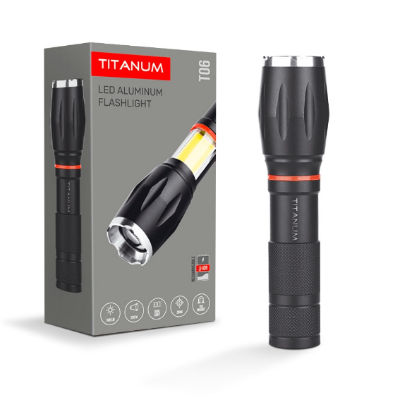 Ліхтарик LED портативний 300Lm 6500К 3*AAA/18650 чорний TLF-T06 Titanum Житомир