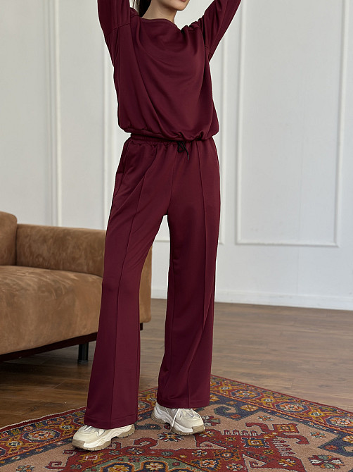 Жіночий спортивний костюм із широкими штанами Бордовий XS/S Харків - фото 7
