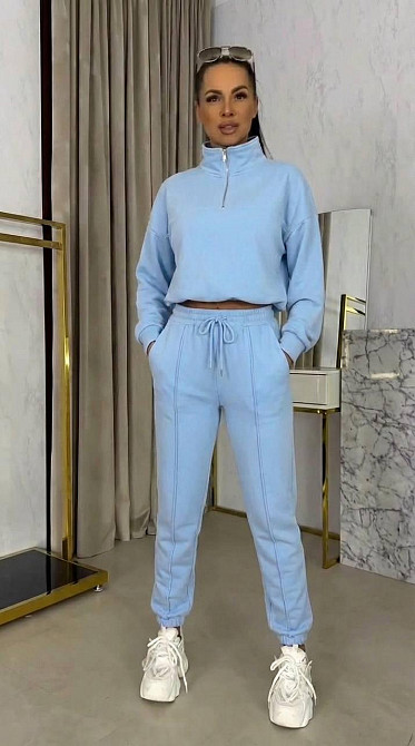 Жіночий плюшевий прогулянковий костюм з велюру Блакитний, 42/44 Одеса - фото 1