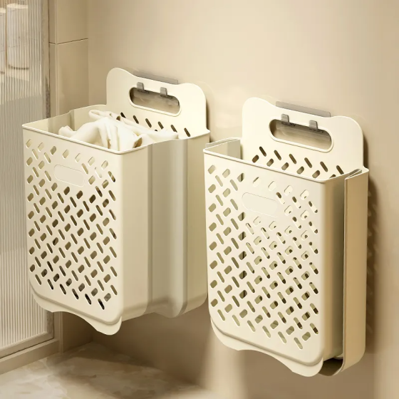 Сітчастий пластиковий кошик для білизни, складний органайзер настінний з вентиляцією, 28×18×38см Кам'янець-Подільський