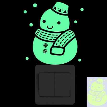 Новорічна наклейка на вікно Сніговик 15 на 10 см салатовий Київ