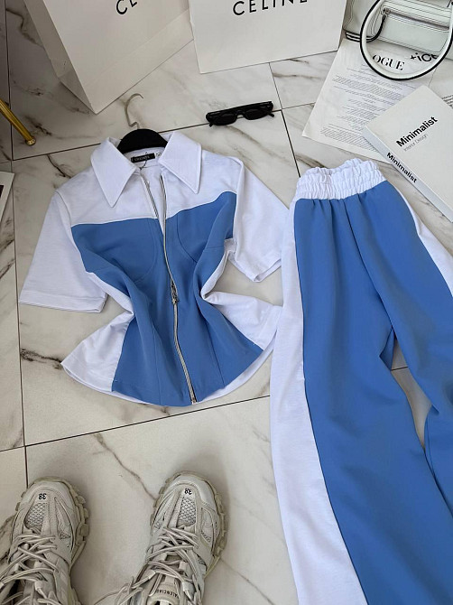 Жіночий прогулянковий комбінований костюм двійка двонитка + костюмка Білий, 48/50 Одеса - фото 3