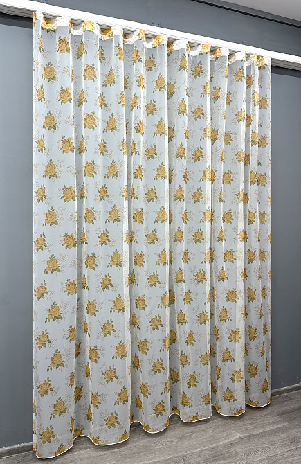 Тюль VR-Textil 1807т Шифон с принтом Белый с оранжевым 300х270 см (40-647) Киев - изображение 3