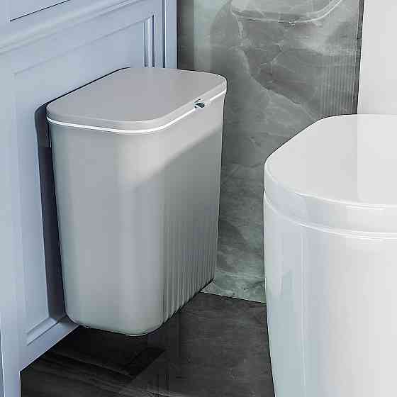 Ведро с крышкой для мусора кухонное, контейнер для отходов навесной на дверь,пластиковое,цвет серый Каменец-Подольский