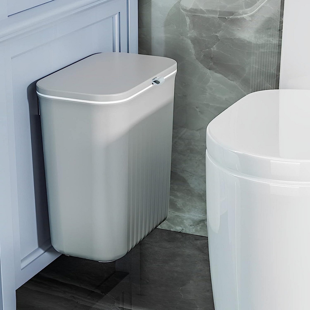 Відро з кришкою для сміття кухонне, контейнер для відходів навісний на двері, пластикове, колір сірий Кам'янець-Подільський - фото 6