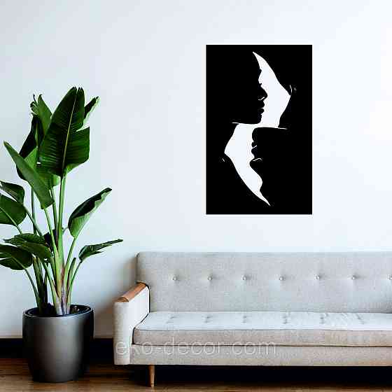 Декоративне настінне 3D Панно «Силует пари», Декор на стіну з об'ємом 110*68 см, Чорний Київ