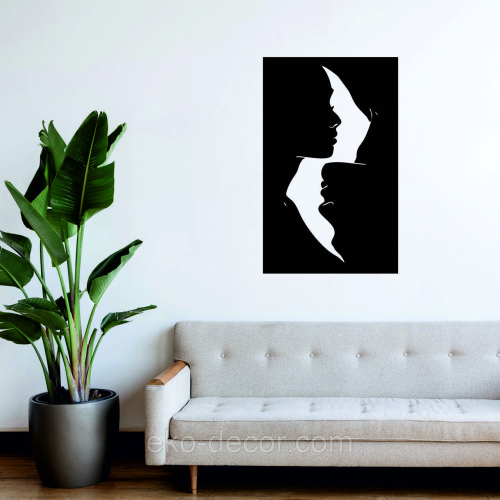 Декоративне настінне 3D Панно «Силует пари», Декор на стіну з об'ємом 110*68 см, Чорний Київ - фото 2