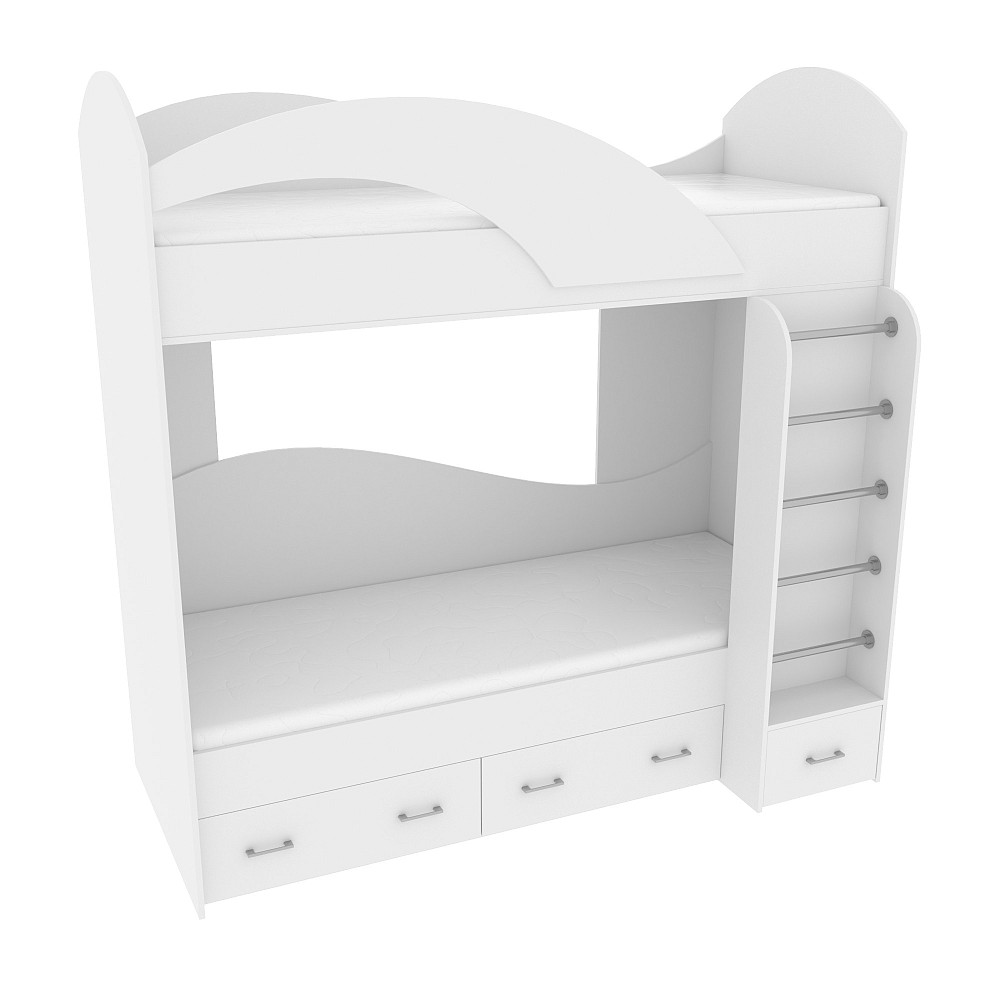 Ліжко двоповерхове, Білий, 2040х1000х2000 Львів - фото 1