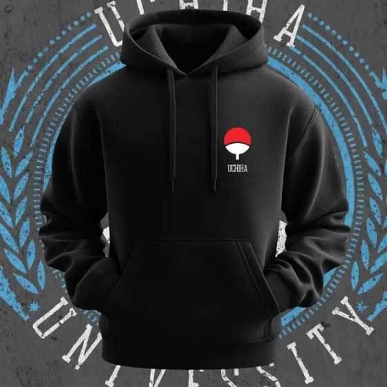 Худи мужское с принтом Наруто Uchiha Univesity Blue Размер 50 Anime1184 Днепр