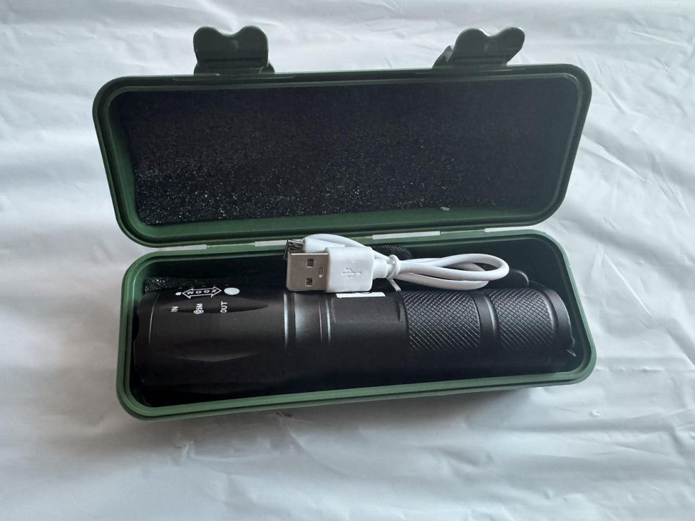 Фонарь ручной аккумуляторный LATARKA 3887 металлический, мини, с зумом, USB Киев - изображение 2