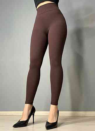 Лосины женские Cio 128 с россыпью камней бифлекс широкий пояс коричневые, коричневый, 2XL Киев