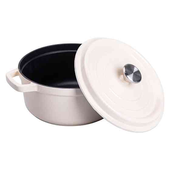 Каструля чавунна емальована 3 л з кришкою Ø24 см Бежева HP-1-3BE Коломыя