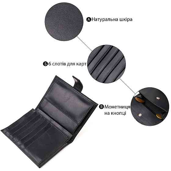 Классическое вертикальное мужское портмоне среднего размера из натуральной гладкой кожи CANPELLINI 21857 Черное Киев