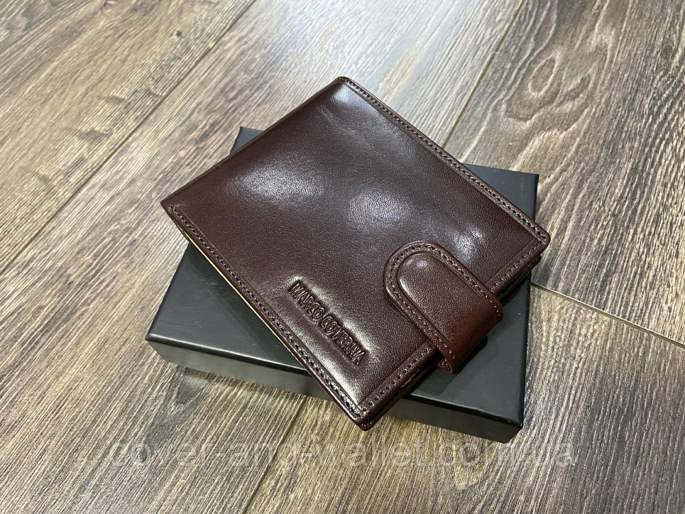 Солідний коричневий чоловічий гаманець з натуральної шкіри Marco Coverna BK047-801 Київ - фото 2