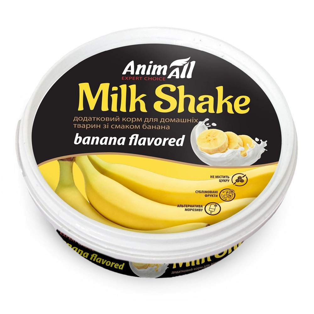 Дополнительный корм AnimAll MilkShake для кошек и собак со вкусом банана, 30 г Киев - изображение 1
