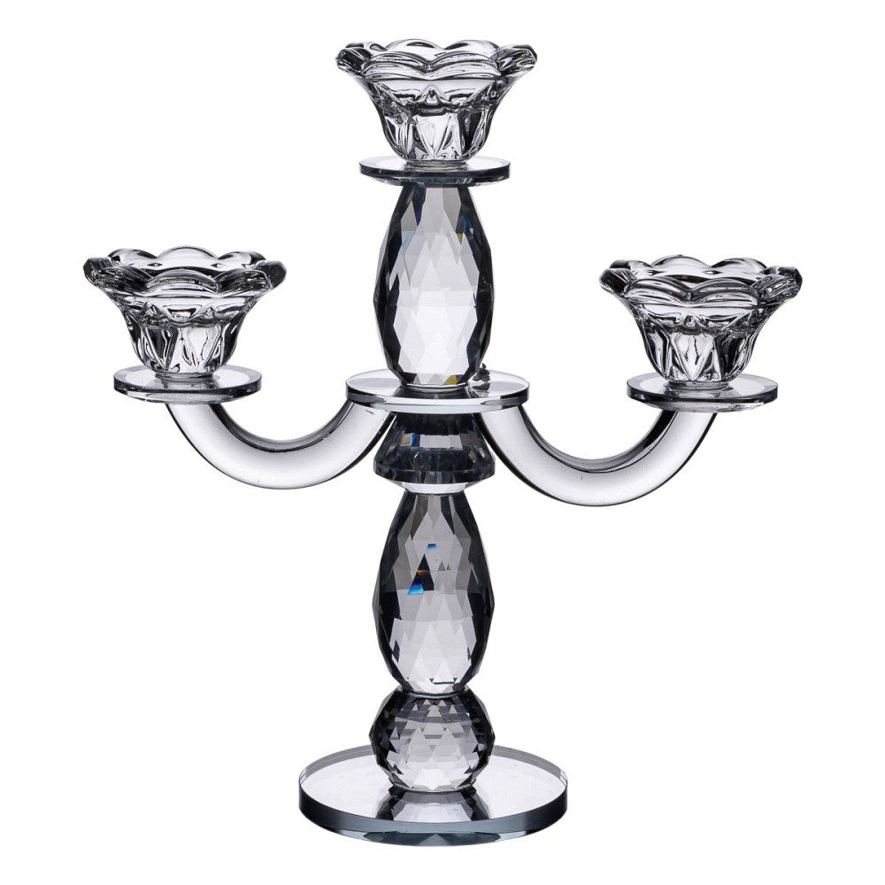 Yiwu Канделябр на 3 свічки 24×9×25 см свічник настільний декоративний на ніжці прозорий HP-4-65 Київ - фото 1