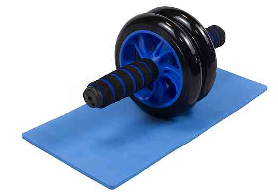 Ролик для пресу подвійний EasyFit з килимком Синій Коломия